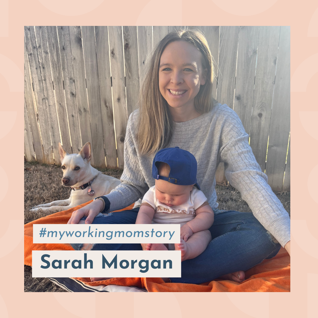Sarah Morgan with son and dog.